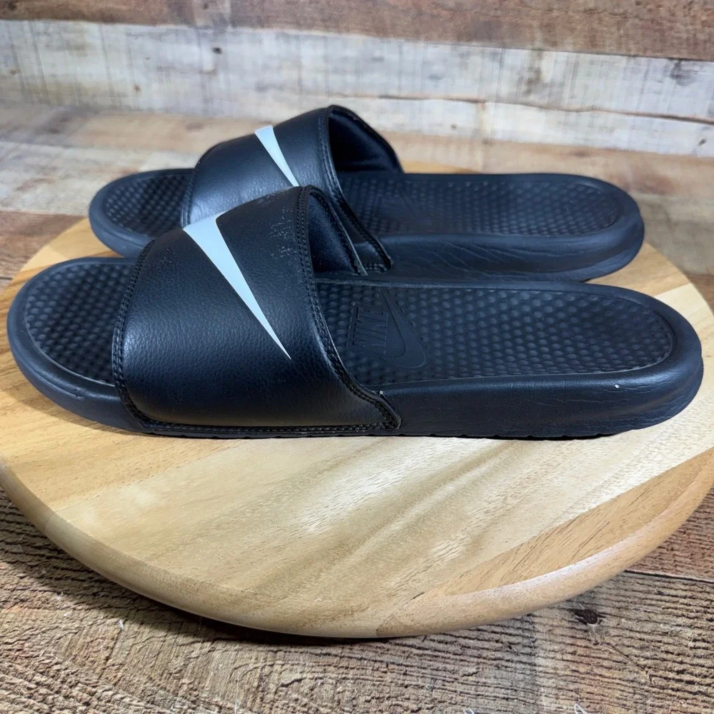 Nike Slides Men 14 Black Sandals Benassi JDI 312618-011 Swoosh Athletic Casual